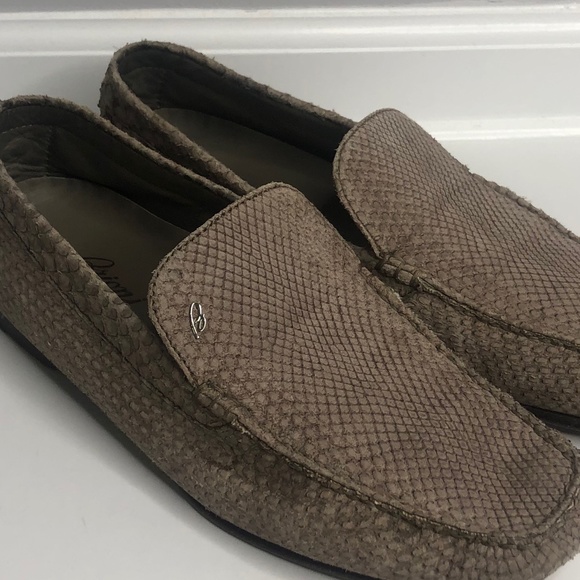 Brioni Taupe Suede Python Slip-On Loafers 43 Italy - Picture 6 of 13